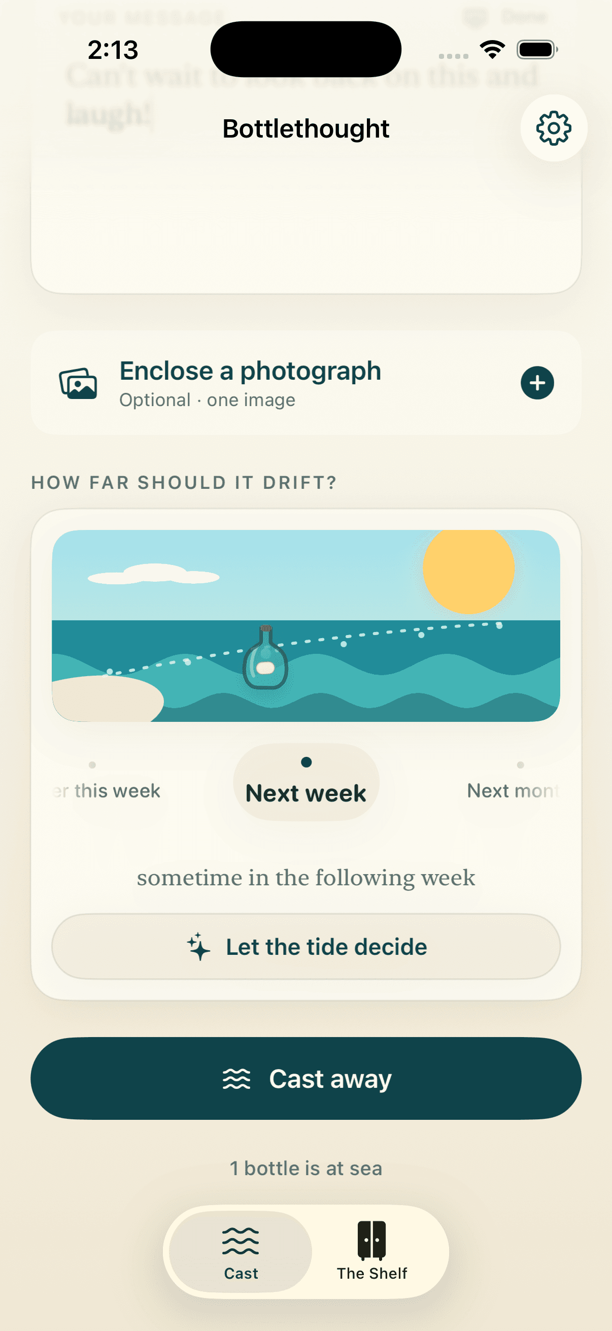 Bottlethought drift picker set to next week